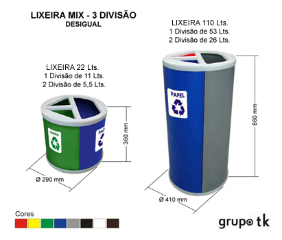 MIX - 3 DIVISÃO DESIGUAL - VOLUME e DIMENSÕES